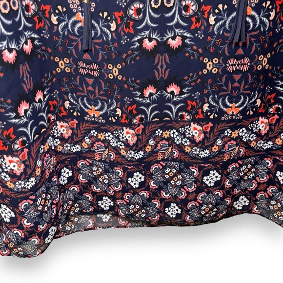 Vince Camuto Floral Chiffon Bell Sleeve Shift Dress Size 4 Notched V Neck - Picture 6 of 9